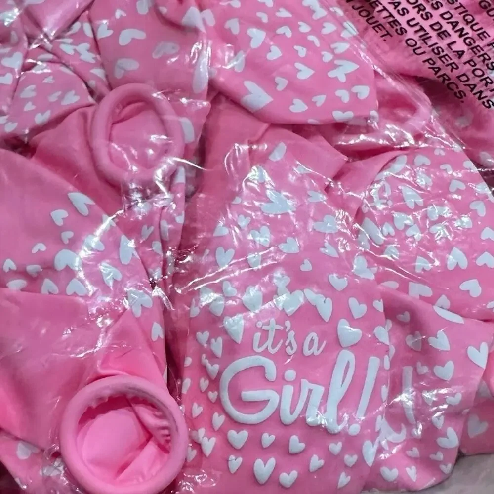 100 Pcs “It's a Girl Balloons” 12” Pink Girl Latex Balloons for Baby Shower NEW